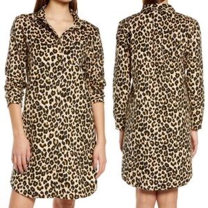 Nordstrom Black and Cream Leopard Print 100% Cotton Pajama Top Nightshirt Sz S